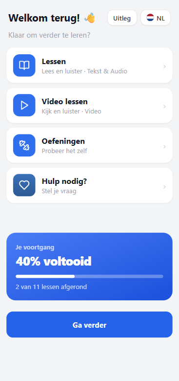 Applicatie: Homepage telefoon